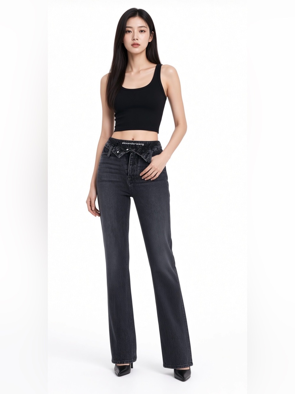 ALEXANDER WANG T Flip Front Jeans In Black SZ27 4 $351